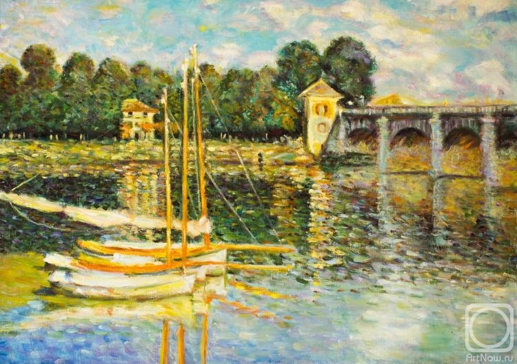 Rizen Svetlana. Free copy of the painting by Claude Monet Bridge in Argenteuil