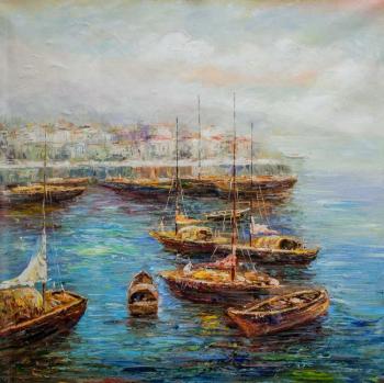 Boats in the bay at dawn