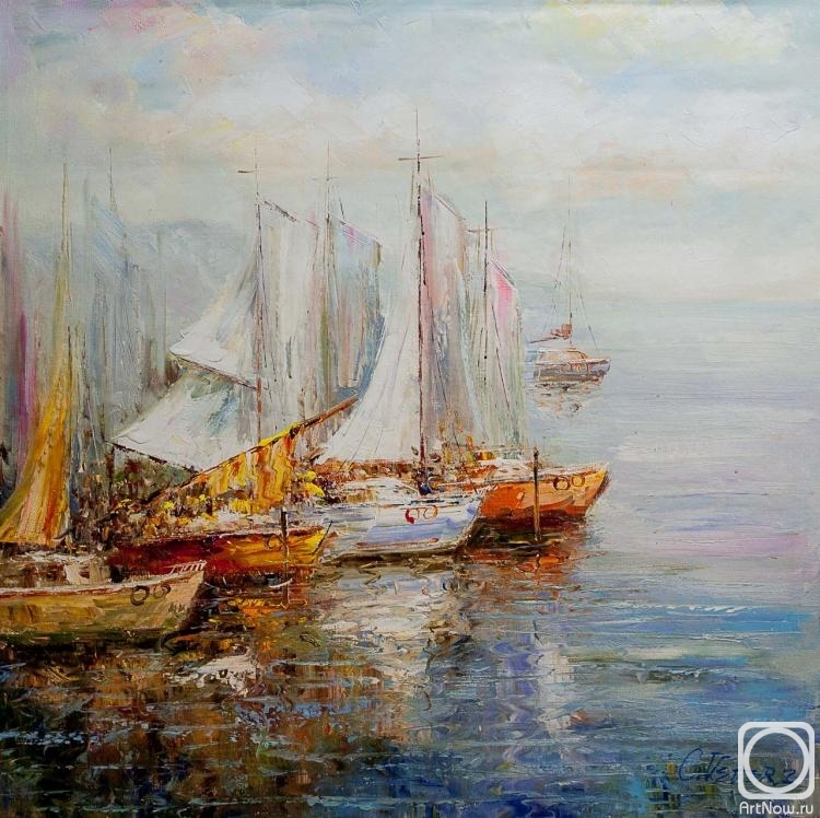 Vevers Christina. Boats in the morning bay N2