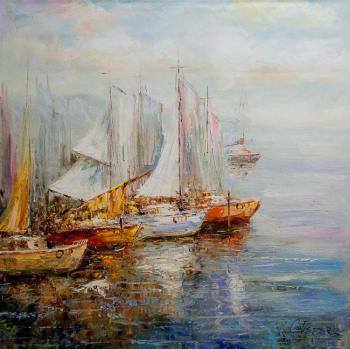 Boats in the morning bay N2. Vevers Christina