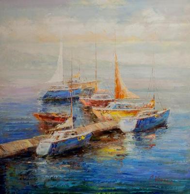 Boats in the morning bay N3. Vevers Christina
