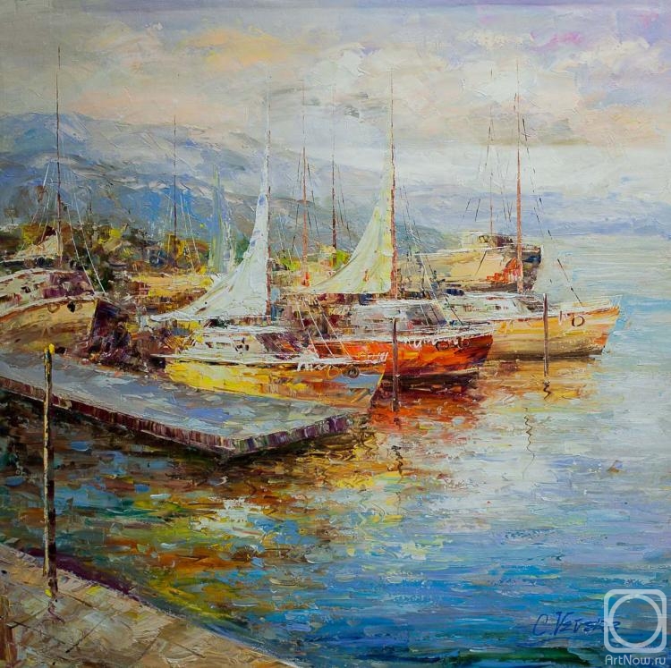 Vevers Christina. Sailboat in the bay
