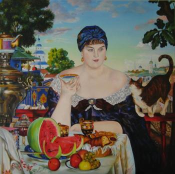 A merchant over tea. Boris Kustodiev (copy). Shaykina Natalia