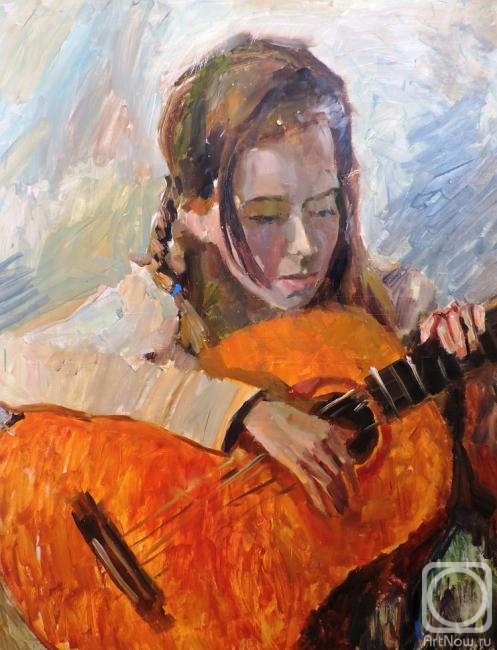 Sineva Svetlana. Portrait of Anya with guitar