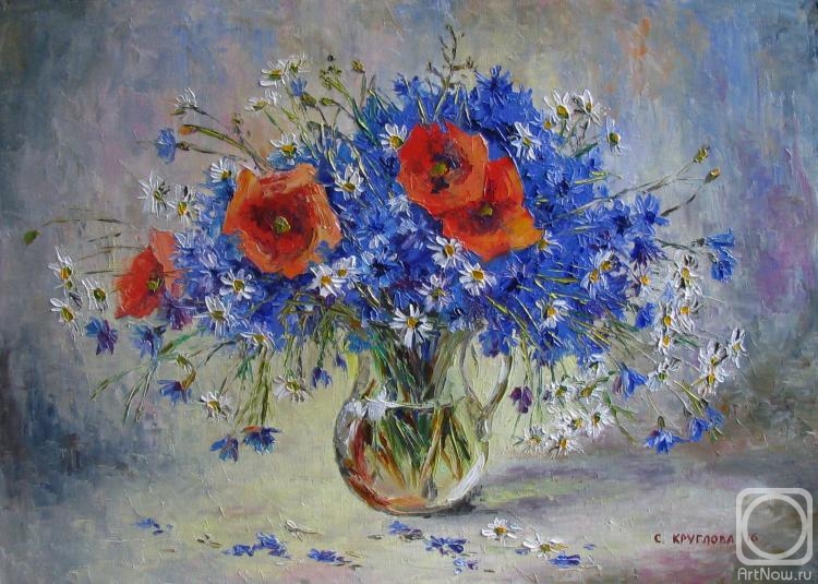 Kruglova Svetlana. Poppies with cornflowers and daisies