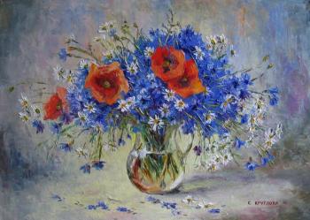 Poppies with cornflowers and daisies