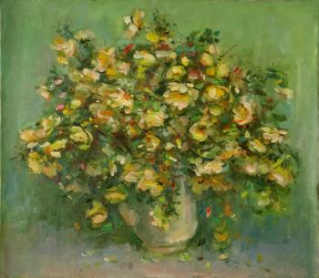 White wild rose in a jar