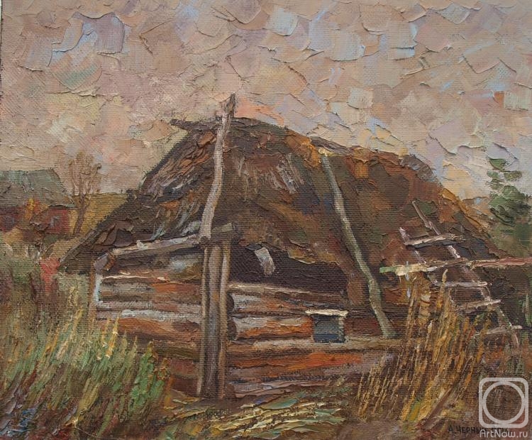 Chernyy Alexandr. Neglected bath-house with a thatch roof