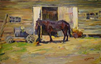 From the stables .socialist realism (By The Stables). Lezhnikov Yury