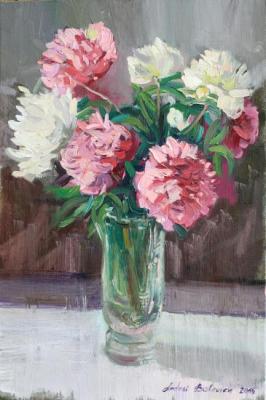 Peonies in a crystal vase. Belevich Andrei
