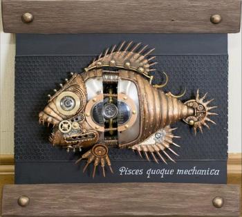 Mechanical goldfish steampunk panel. Shevchenko Igor