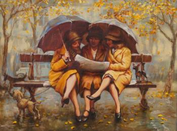 Three maidens in the rain