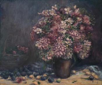 Flowers and plums (Wicker Basket). Zhukov Alexey