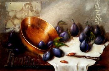 The gothic naturmorte with plums. Boichenko Elena