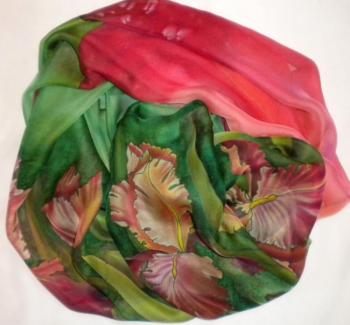 Batik-stole "Favorite irises". Moskvina Tatiana