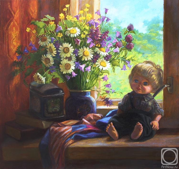 Shumakova Elena. Flowers and a doll