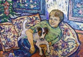 Portret whis the dog. Rezanova-Velichkina Olga