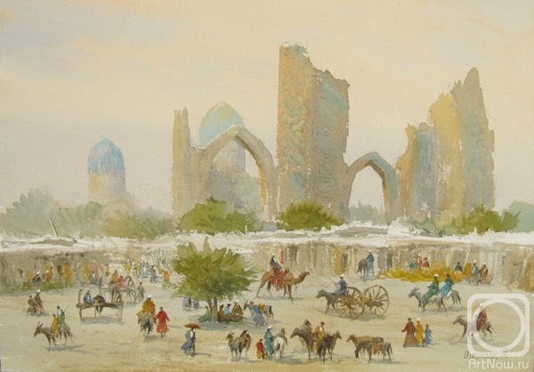 Mukhamedov Ulugbek. View of the ruins of the Bibi Khanum Mosque in Samarkand