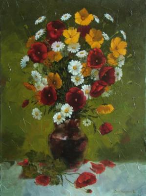 Poppies with daisies