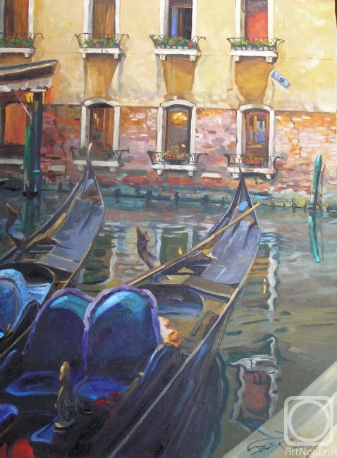 Ershov Vladimir. Er 1409 :: Evening. Gondolas (Venice, Italy)