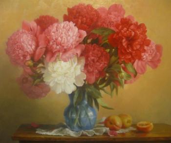 peonies with peaches