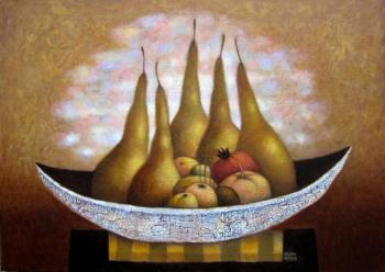 Pears in a white vase. Olenberg Vladimir