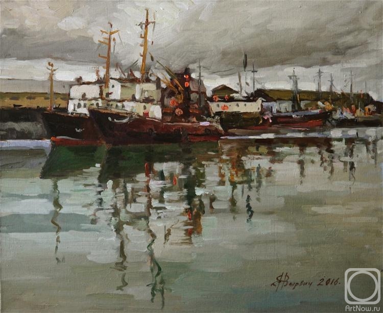 Vyrvich Valentin. Cloudy day at the port