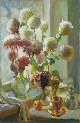 Chrysanthemums in the window. Grishchenko Ivan