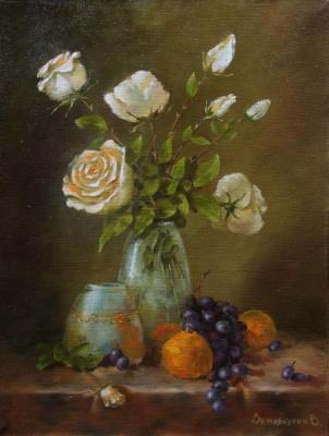 Roses and fruit (White Roses And Grapes). Zerrt Vadim