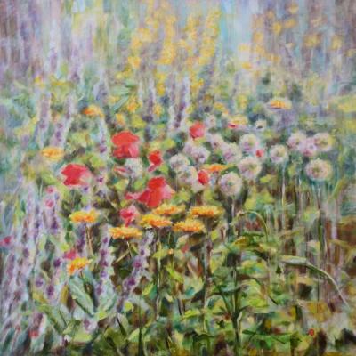 Flowers in the garden (Woolly Stachys). Yaskin Vladimir