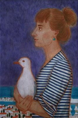 Artist drawing seagulls