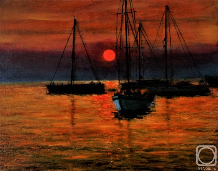 Udris Irina. Ships. Red sun