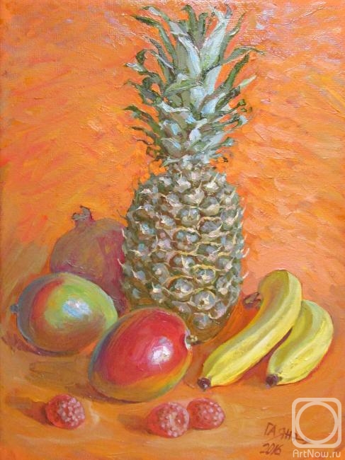 Dobrovolskaya Gayane. Exotic fruits (pineapple, pomegranate, mango, banana and lychee)