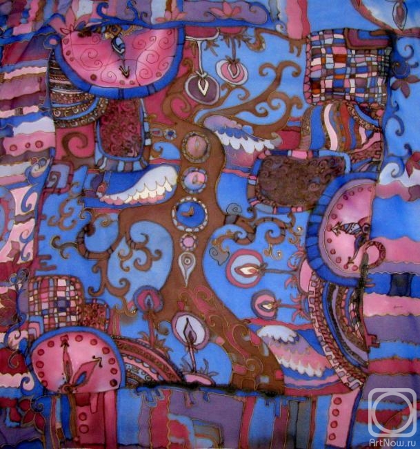 Zarechnova Rada. 29/5000 Batik. Shawl "Tree of Time"