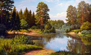 Pine trees near the water. Melnikov Alexander