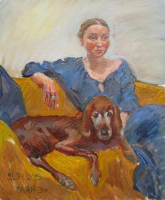 The lady with the dog, from nature. Dobrovolskaya Gayane