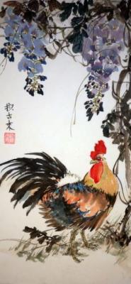 Rooster and wisteria. Mishukov Nikolay
