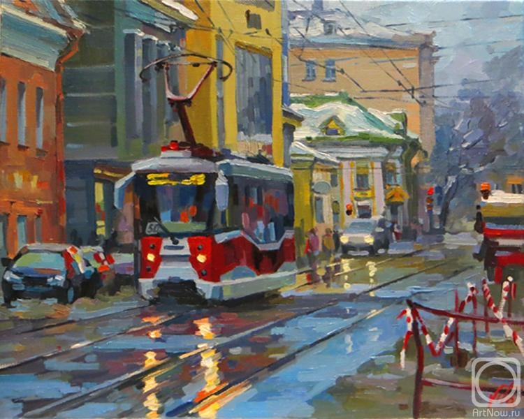 Chizhova Viktoria. Red tram on the Bauman street