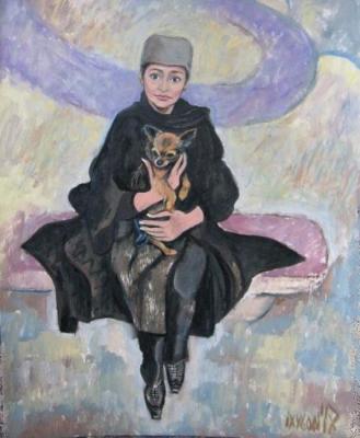 Lady with dog in park. Ixygon Sergei