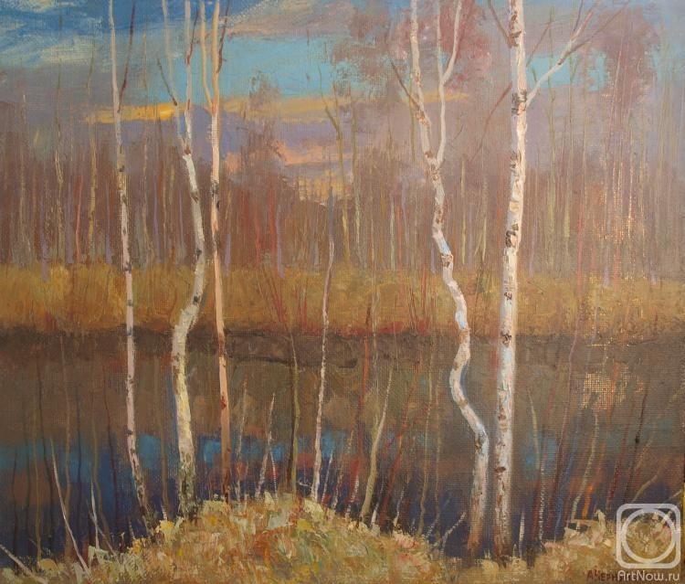 Chernyy Alexandr. Early spring.Birches at a pond