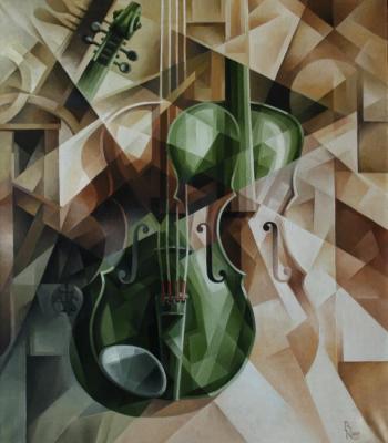 Green violin. Cubo-futurism. Krotkov Vassily