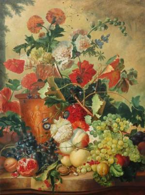 A copy of painting by Dutch artist Jan van Hasuma '' Flowers and Fruits''