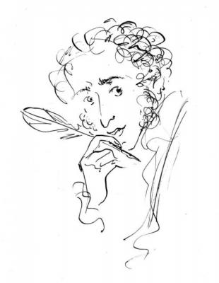 AS Pushkin. Portrait with pen. Shipitsova Elena
