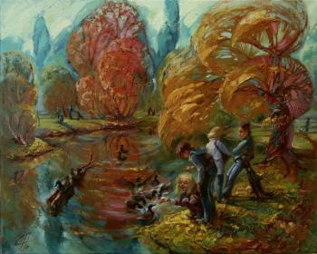 Feeding by the ducks