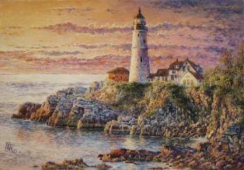 Lighthouse and sunset. Abramova Anna