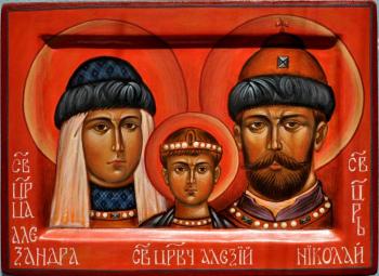 Holy Royal Passion-Bearers - Holy Tsar Nicholas, Holy Queen Alexandra, Holy Tsarevich Alexei. Kazanov Pavel