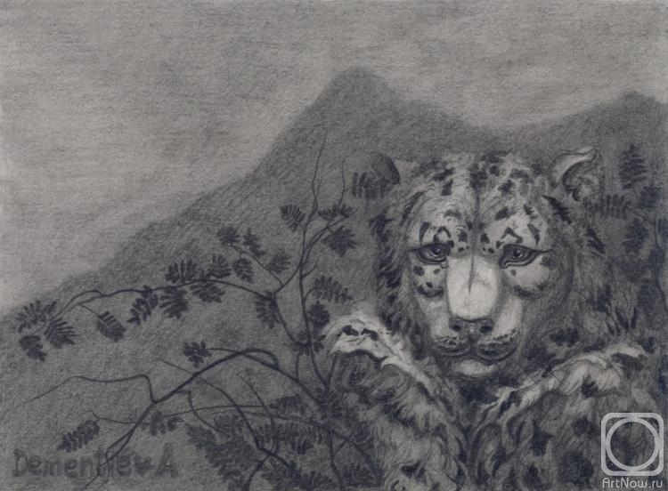 Dementiev Alexandr. Snow leopard at ashberries