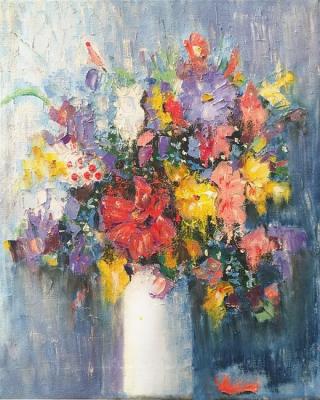 Flowers in a white clay vase ( ). Zhadko Grigory