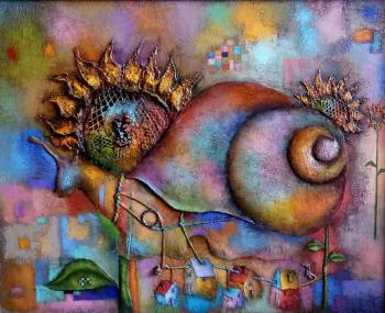 Snail among sunflowers (The Mixed Technics). Akanaev Timur