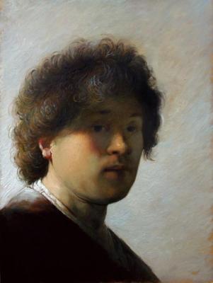 Copy of self-portrait by Rembrandt van Rijn 1628. Nekrasov Evgeny